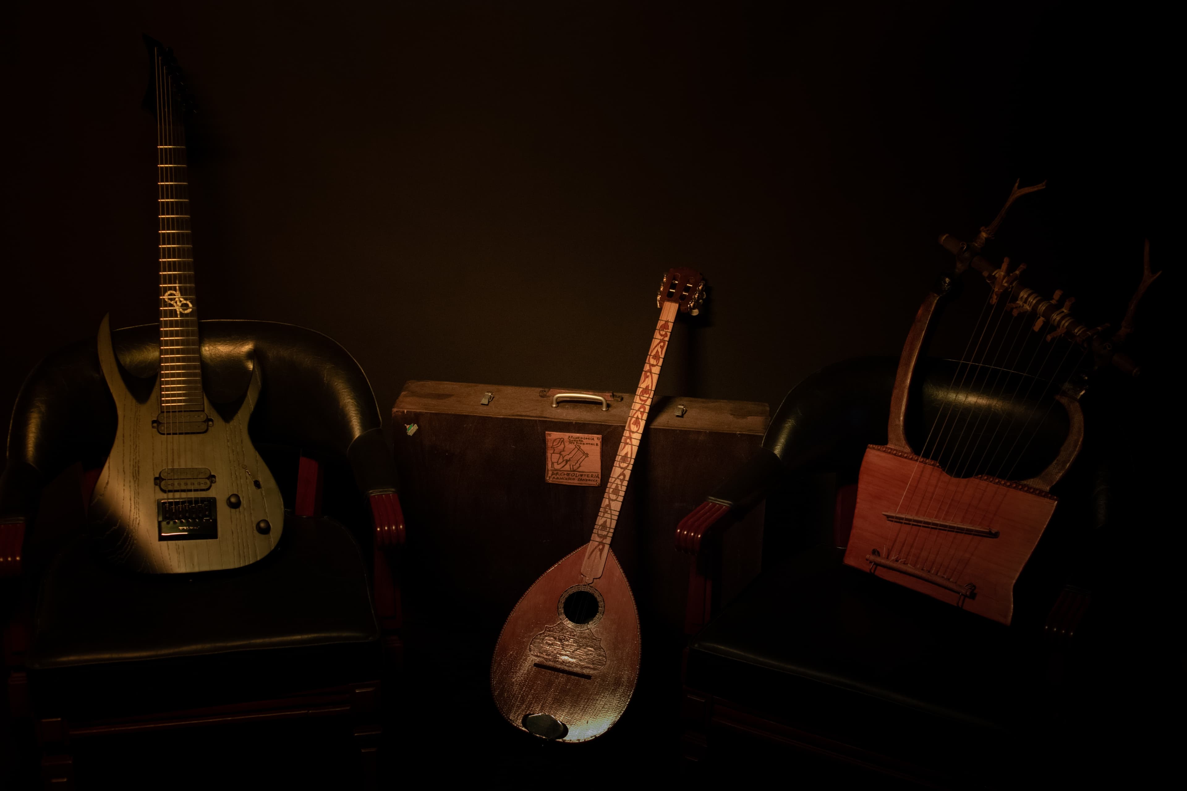 Electric and traditional string instruments from Youssef’s musical world
